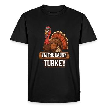 Papa Dinde Thanksgiving - T-shirt Premium bio Homme - noir - Devant - Nico (187cm)