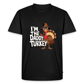 Papa Dinde Thanksgiving - T-shirt Premium bio Homme - noir - Devant - Nico (187cm)