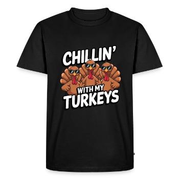 Dinde drôle de Thanksgiving - T-shirt Premium bio Homme - noir - Devant - Nico (187cm)