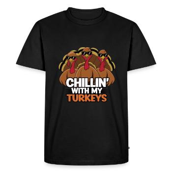Funny Thanksgiving Turkey - Men's Premium Organic T-Shirt - black - Front - Nico (187cm)