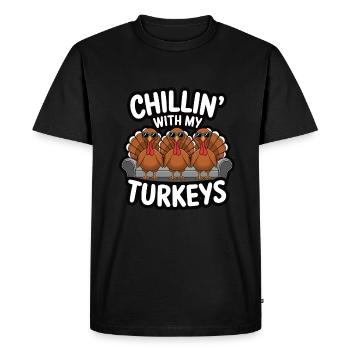 Dinde drôle de Thanksgiving - T-shirt Premium bio Homme - noir - Devant - Nico (187cm)