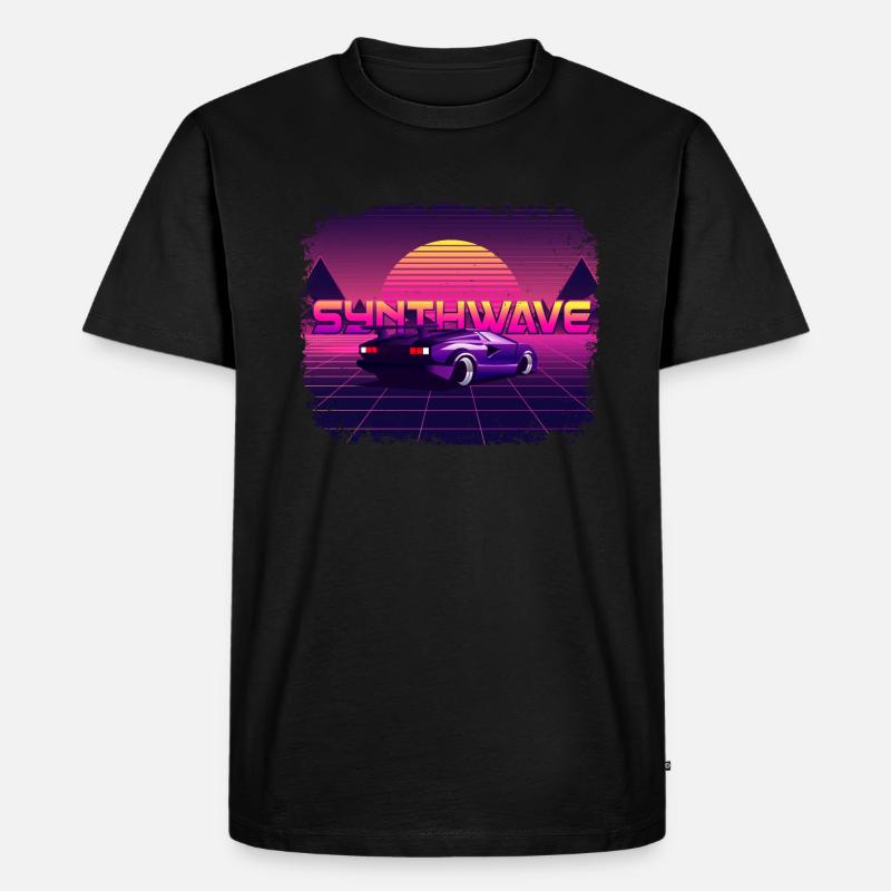80‘s Synthwave Car Design 🎹🚘 - Männer Premium Bio T-Shirt - Schwarz