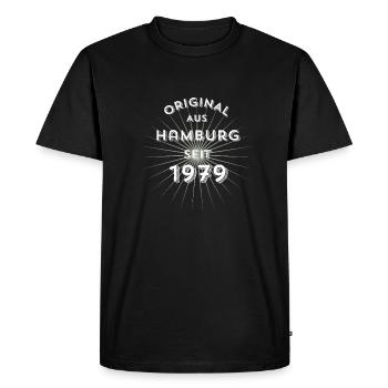 Origine de Hambourg depuis 1979 - T-shirt Premium bio Homme - noir - Devant - Nico (187cm)