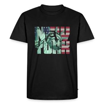 New York Statue de la Liberté Liberty USA flag flag - T-shirt Premium bio Homme - noir - Devant - Nico (187cm)
