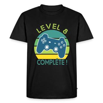 Level 8 cadeau jeux vidéo Anniversaire 8 ans gamer - T-shirt Premium bio Homme - noir - Devant - Nico (187cm)