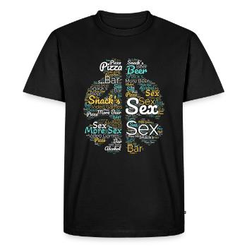 Funny Man's Mind Word Cloud - Men's Premium Organic T-Shirt - black - Front - Nico (187cm)