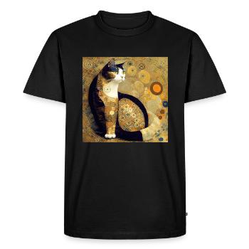 Decorative cat in the style of Gustav Klimt. - Men's Premium Organic T-Shirt - black - Front - Nico (187cm)