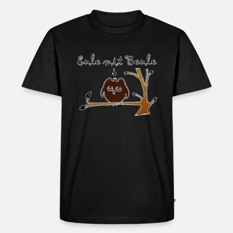 Eule mit Beule - Männer Premium Bio T-Shirt - Schwarz