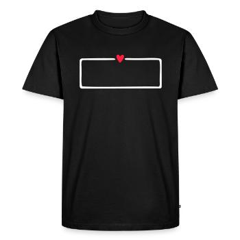Badge nominatif avec cœur - T-shirt Premium bio Homme - noir - Devant - Nico (187cm)