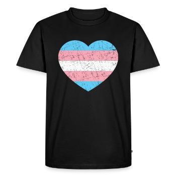 Drapeau transgenre LGBTQ Cœur Transgenre - T-shirt Premium bio Homme - noir - Devant - Nico (187cm)