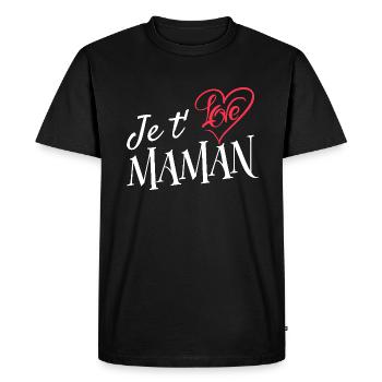 Je t'aime maman. Fête des mères - T-shirt Premium bio Homme - noir - Devant - Nico (187cm)