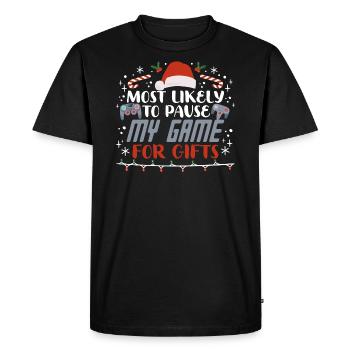Christmas Gamer Pause My Game For Gifts Gaming - Men's Premium Organic T-Shirt - black - Front - Nico (187cm)