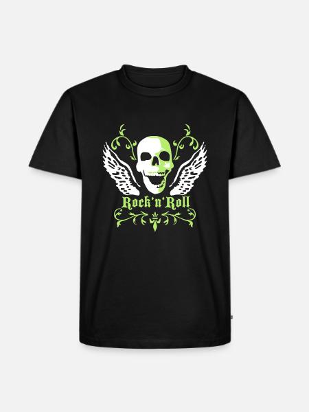 rock_n_roll_skull_2c - Men's Premium Organic T-Shirt - black