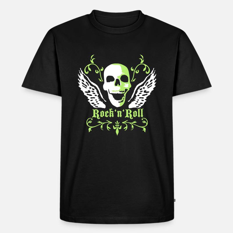 rock_n_roll_skull_2c - Männer Premium Bio T-Shirt - Schwarz
