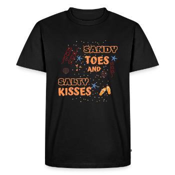 Sandy toes salty kisses;tshirt design; - T-shirt Premium bio Homme - noir - Devant - Nico (187cm)