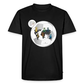 Le football relie les mondes - Les gardiens d'Orbis - T-shirt Premium bio Homme - noir - Devant - Nico (187cm)