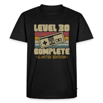 30 anniversaire niveau 30 Complete 30 ans - T-shirt Premium bio Homme - noir - Devant - Nico (187cm)