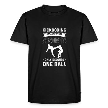 Kickboxing, because other sports only have one ball - Men's Premium Organic T-Shirt - black - Front - Nico (187cm)