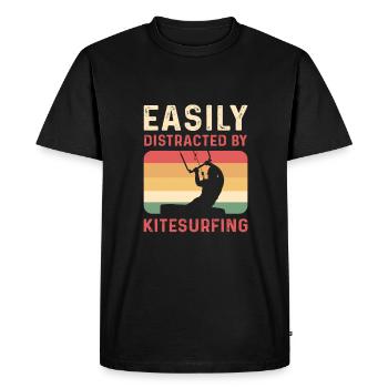 Facilement distrait par le kitesurf. Kitesurf - T-shirt Premium bio Homme - noir - Devant - Nico (187cm)