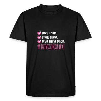 Love them. Pamper them. Give them something - Men's Premium Organic T-Shirt - black - Front - Nico (187cm)