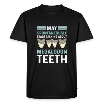 Megalodon tooth hunting. Shark Tooth Fossil Tooth - Men's Premium Organic T-Shirt - black - Front - Nico (187cm)