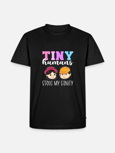 Tiny Humans Stole My Sanity. Tagesmutter - Ekologisk premium-T-shirt herr - svart