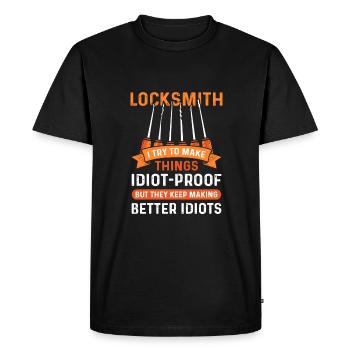 Retro Lock Picking, Locksmith - Men's Premium Organic T-Shirt - black - Front - Nico (187cm)