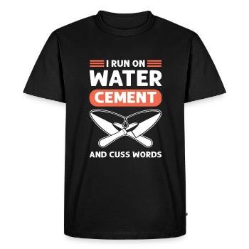 De l’eau, du ciment et des jurons. Maçons en ciment. - T-shirt Premium bio Homme - noir - Devant - Nico (187cm)