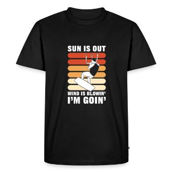 Le vent souffle. Kitesurf et kitesurf - T-shirt Premium bio Homme - noir - Devant - Nico (187cm)