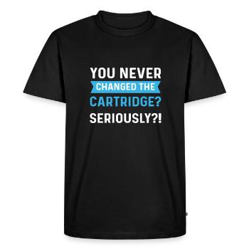 Vous n’avez jamais changé la cartouche ? - T-shirt Premium bio Homme - noir - Devant - Nico (187cm)