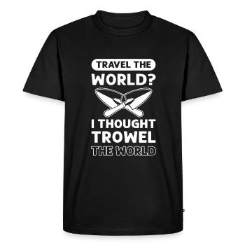 Truelle le monde. Maçonnerie de ciment. Pavés en béton - T-shirt Premium bio Homme - noir - Devant - Nico (187cm)