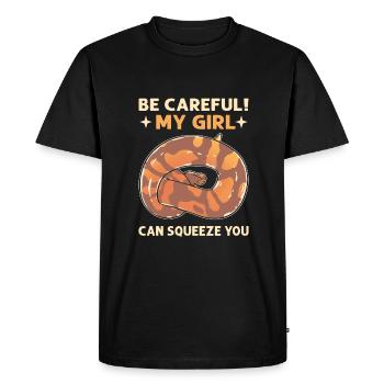 My girl can squeeze you. Herpetologists. - Men's Premium Organic T-Shirt - black - Front - Nico (187cm)