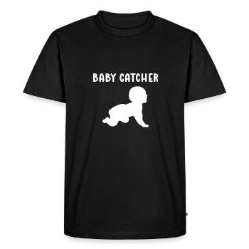 Attrape-bébé. Obstétrique. Si infirmière - T-shirt Premium bio Homme - noir - Devant - Nico (187cm)