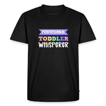 Chuchoteur professionnel pour tout-petits. Assistante maternelle - T-shirt Premium bio Homme - noir - Devant - Nico (187cm)