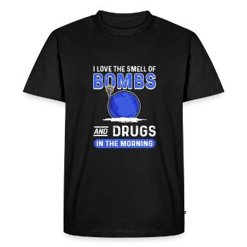 I love the smell of bombs and drugs. - Men's Premium Organic T-Shirt - black - Front - Nico (187cm)