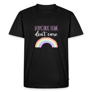 Garderie Les cheveux ne s’en soucient pas. Garde d’enfants. - T-shirt Premium bio Homme - noir - Devant - Nico (187cm)