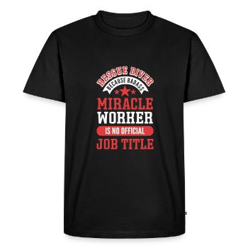 Motif plongeur de sauvetage vintage. Pour les plongeurs sauveteurs - T-shirt Premium bio Homme - noir - Devant - Nico (187cm)