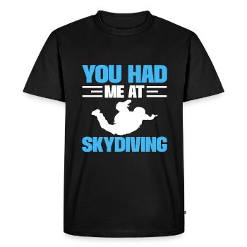 Vous m’avez fait sauter en parachute. - T-shirt Premium bio Homme - noir - Devant - Nico (187cm)