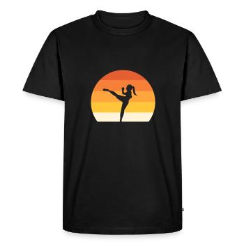 Vintage Kickboxing. Martial arts fighter. - Men's Premium Organic T-Shirt - black - Front - Nico (187cm)