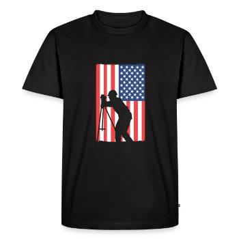 Patriotischer Landvermesser. Usa-vermessung. - Männer Premium Bio T-Shirt - Schwarz - Vorne - Nico (187cm)