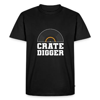 Crate Digger. Lp-collector and - Men's Premium Organic T-Shirt - black - Front - Nico (187cm)