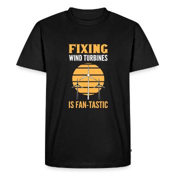 Fixing Wind Turbines Is Fan-tastic. Wind Turbine - Men's Premium Organic T-Shirt - black - Front - Nico (187cm)