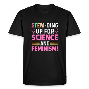 Stem-ding up pour la science et le féminisme. - T-shirt Premium bio Homme - noir - Devant - Nico (187cm)