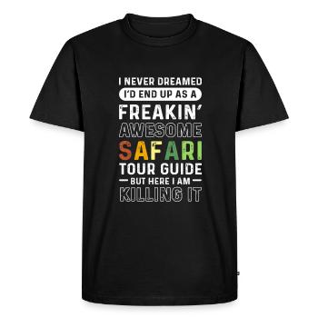 Guide de voyage Safari. Safari Vacances en famille - T-shirt Premium bio Homme - noir - Devant - Nico (187cm)