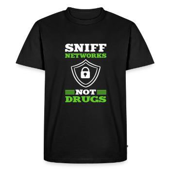 Sniff Networks. White Hat Hacker. - Men's Premium Organic T-Shirt - black - Front - Nico (187cm)