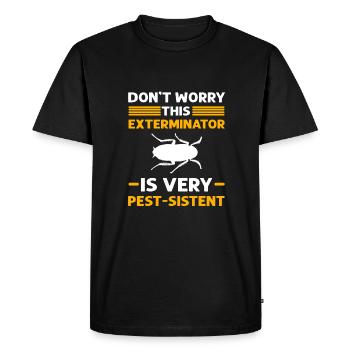 This pest controller is very persistent. - Men's Premium Organic T-Shirt - black - Front - Nico (187cm)