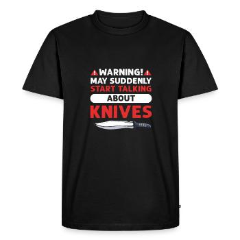 Peut commencer à parler de couteaux. - T-shirt Premium bio Homme - noir - Devant - Nico (187cm)