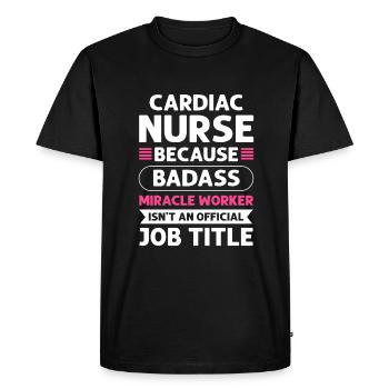 Infirmière cardiaque faiseuse de miracles. Soins infirmiers cardiaques - T-shirt Premium bio Homme - noir - Devant - Nico (187cm)