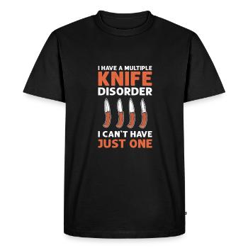 J’ai la maladie du couteau multiple. - T-shirt Premium bio Homme - noir - Devant - Nico (187cm)