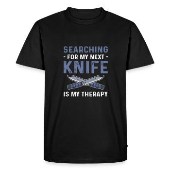 La recherche de mon prochain couteau est à moi - T-shirt Premium bio Homme - noir - Devant - Nico (187cm)